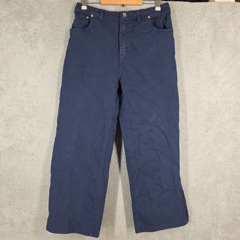 Tibi Navy‎ Blue Wide Leg Carpenter Pants Size 30 Cotton Blend Denim Jeans